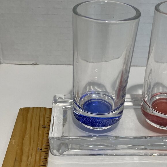 Vintage Art Deco Pastel Shot Glasses Cordial Barwear Clear Fitted Display Heavy - Picture 13 of 13